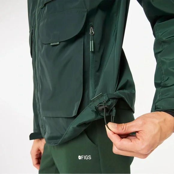 FIGS Men’s On-Shift Extremes Jacket Lightweight Hooded Windbreaker Green Medium - Picture 7 of 16